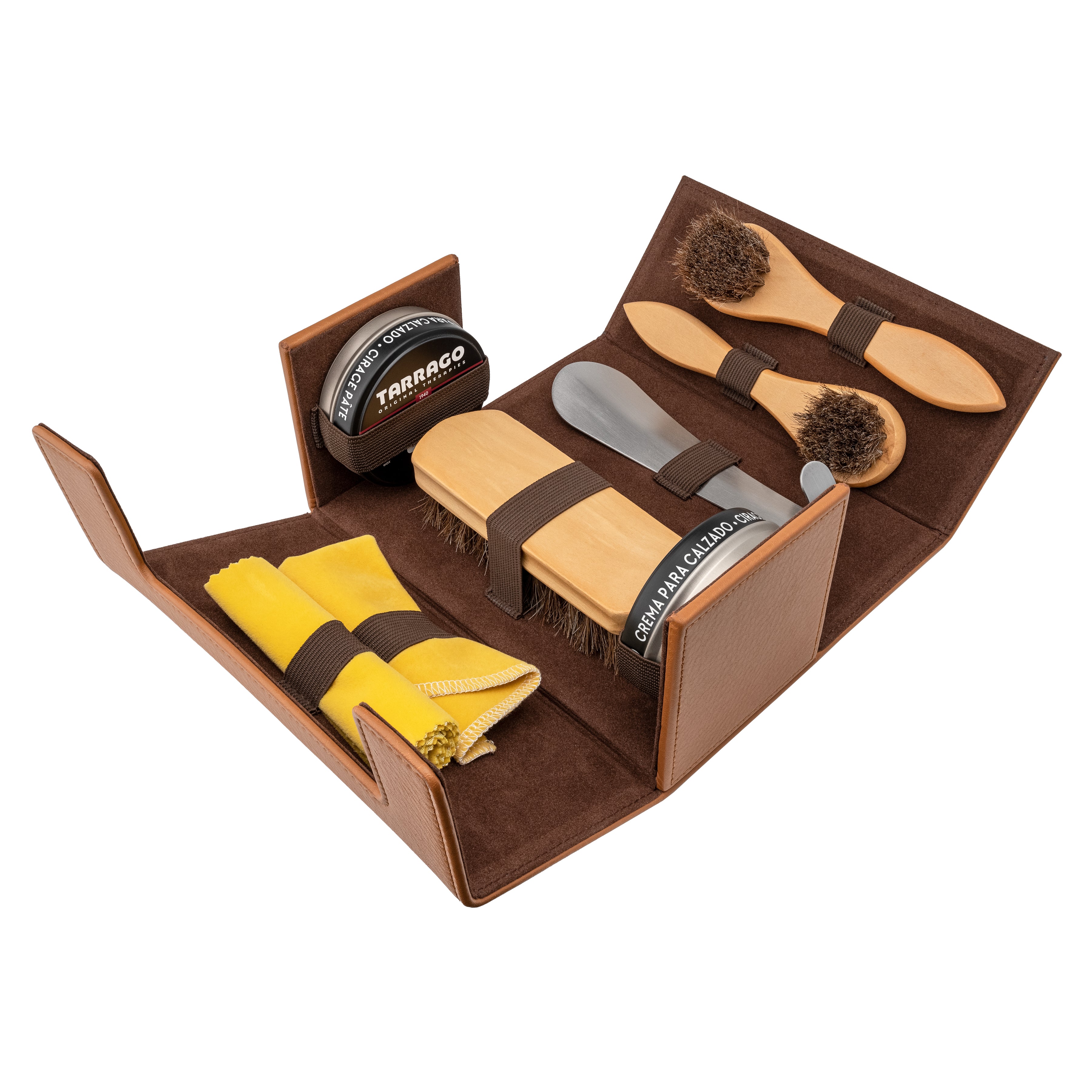 Light Brown Shoe Care Travel Kit