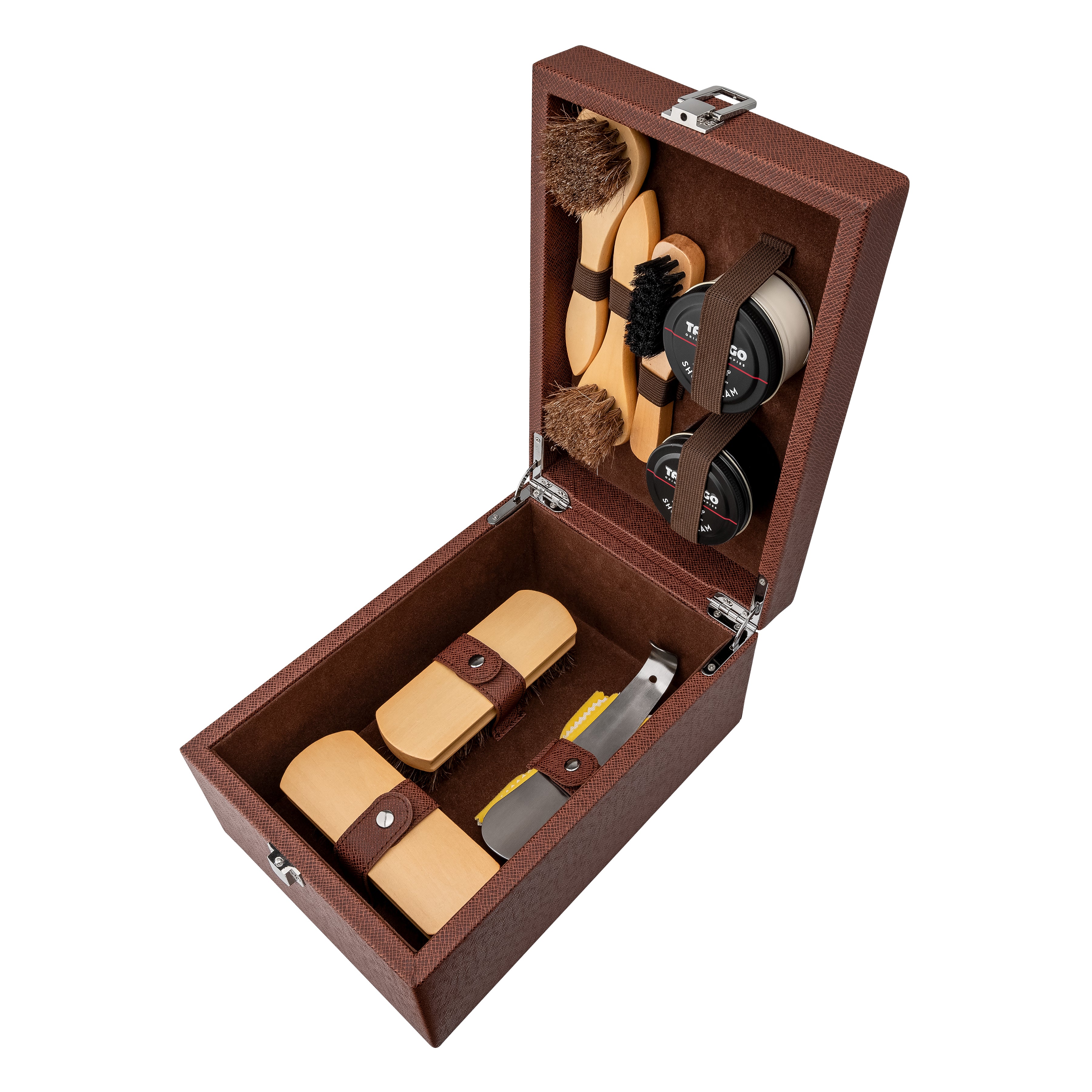 Tarrago Shoe Care Luxury Kit Wooden Brown case
