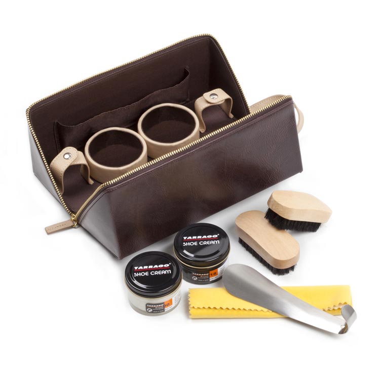 De Luxe Brown Shoe Care Travel Kit