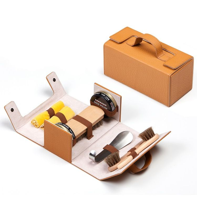 Light Brown Shoe Care Travel Kit