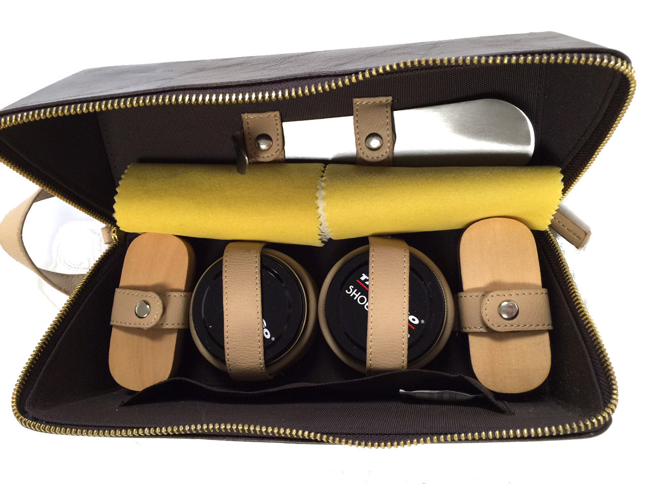 De Luxe Brown Shoe Care Travel Kit