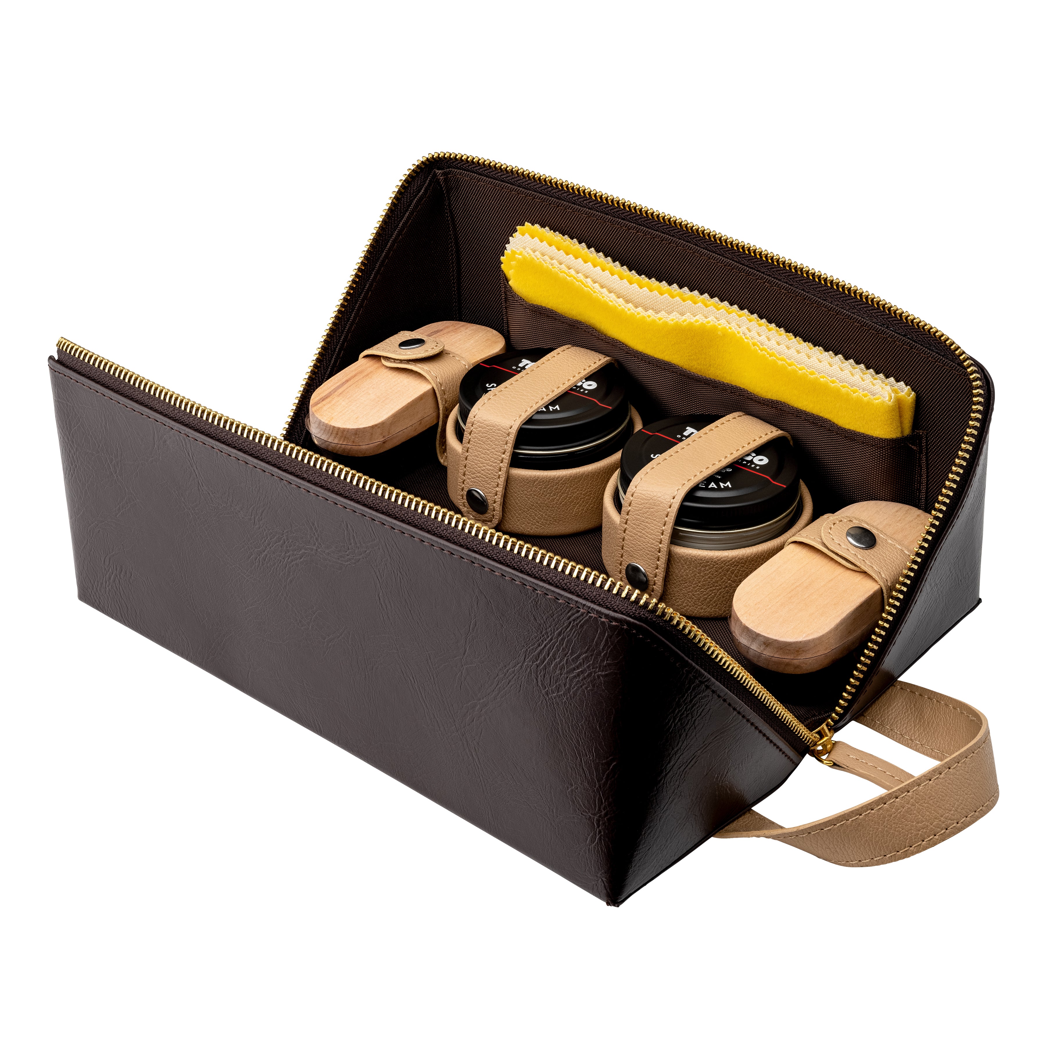 De Luxe Brown Shoe Care Travel Kit