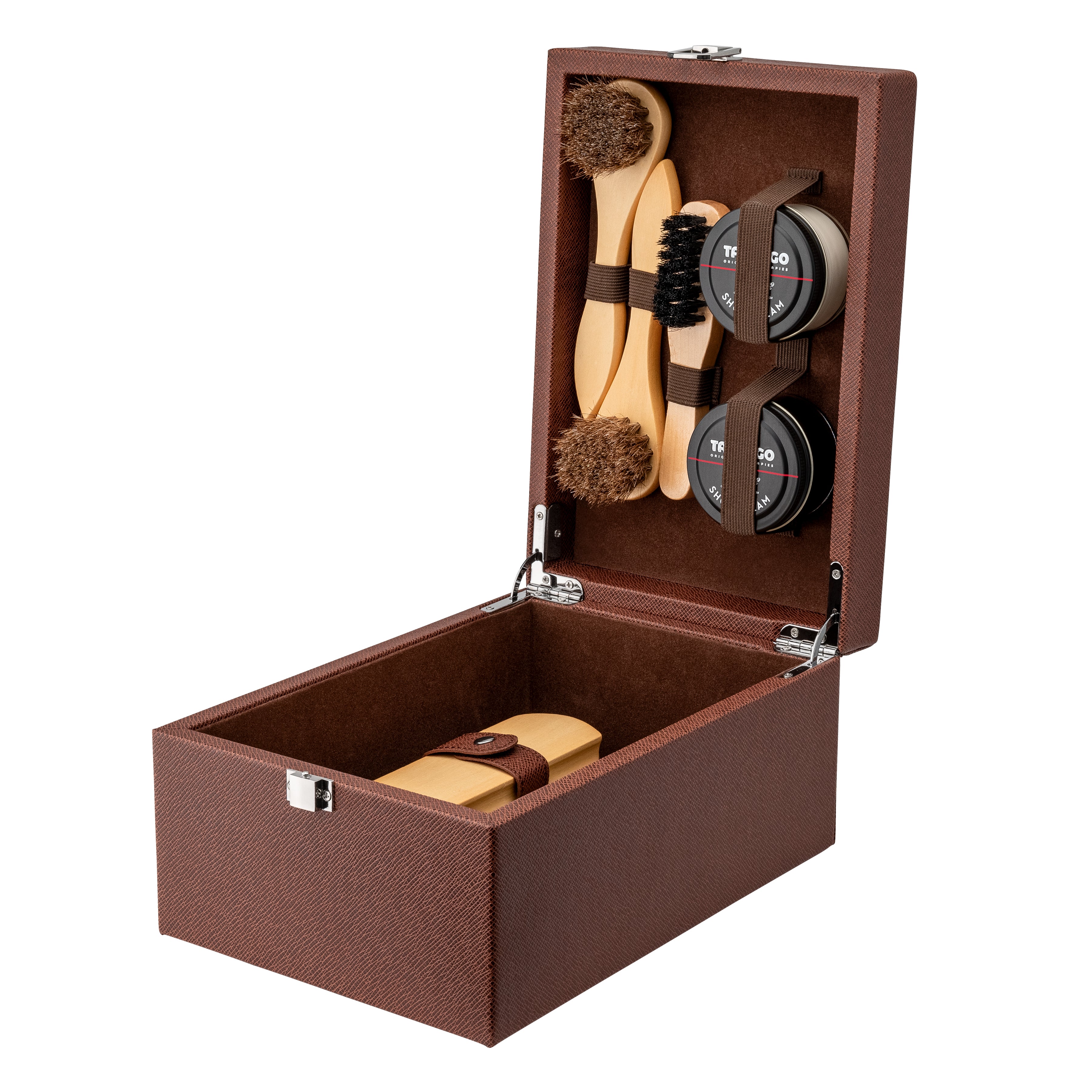 Tarrago Shoe Care Luxury Kit Wooden Brown case